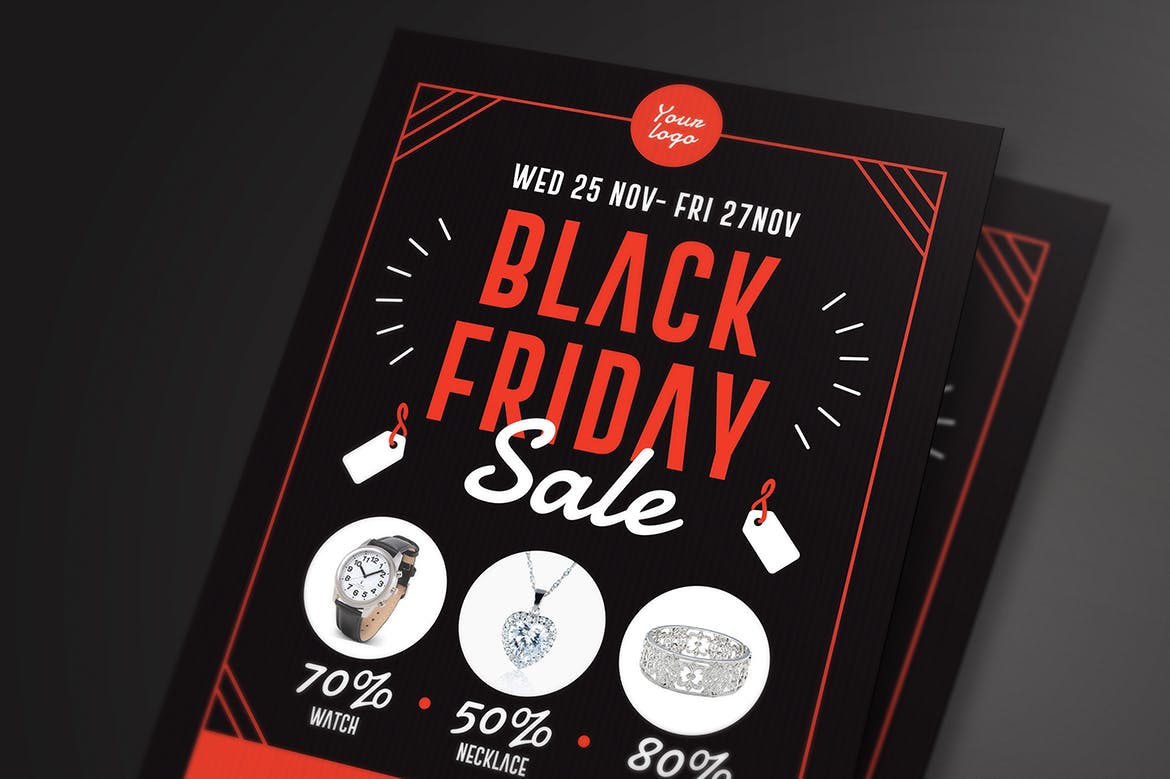 2019黑色星期五购物狂欢节促销海报模板 Black Friday Sale Flyer插图(1)