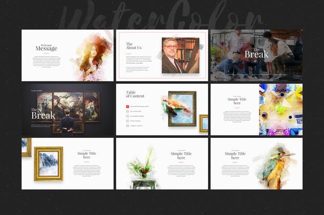 多用途水彩设计风格系列Keynote幻灯片模板 WaterColor – Keynote Template插图(4)