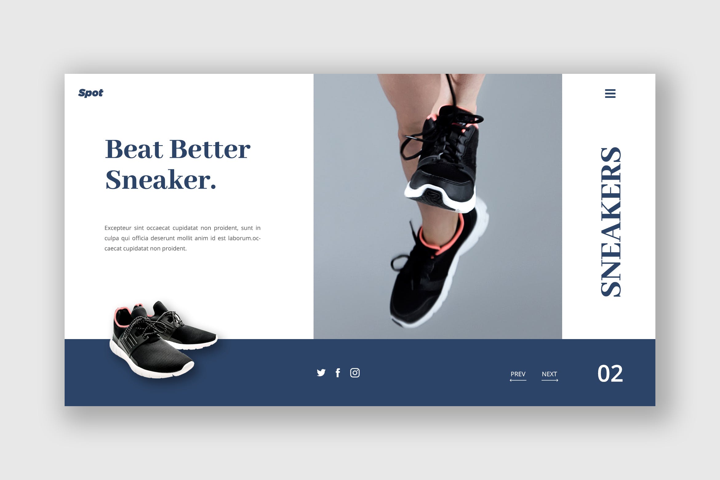 运动鞋品牌网站巨无霸Header设计模板 Footwear Ecommerce Hero Header Template插图