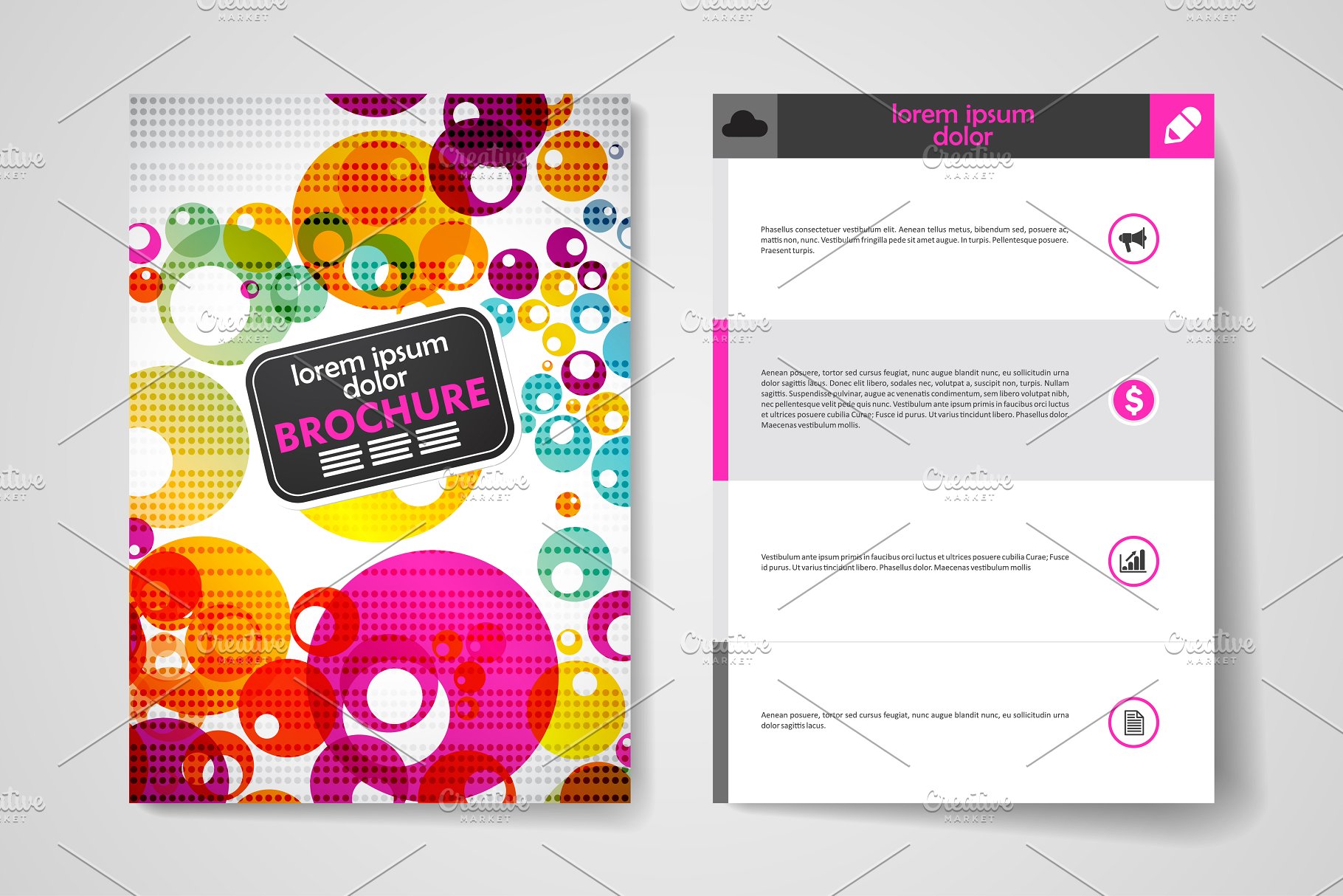 多彩抽象几何杂志画册模板 Colourful brochure templates插图(2)