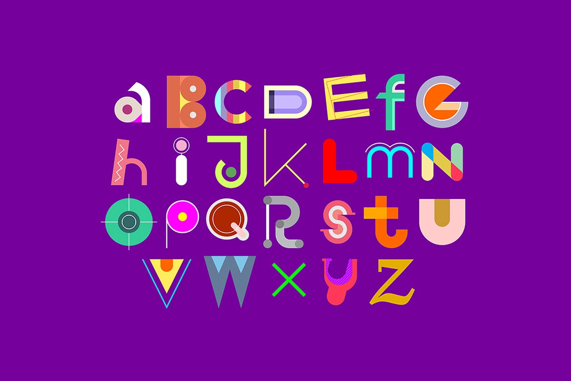 多彩创意花式英文字母设计素材 Colorful Font Design插图