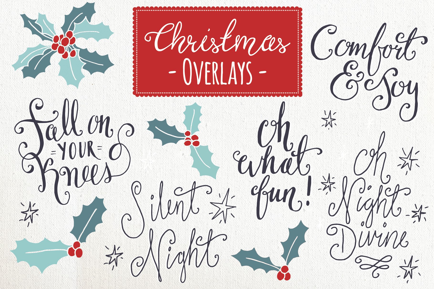 圣诞节主题设计装饰物叠层素材 Christmas Overlays Set 6 – Vector插图