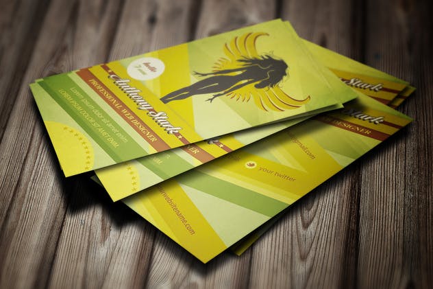 天使图案创意名片设计模板 Woman Business Card Design – 6 color versions插图(5)