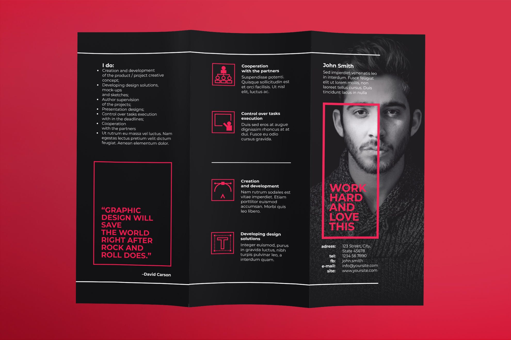 艺术指导策划工作室三折页宣传单设计模板 Art Director Brochure Trifold插图(1)