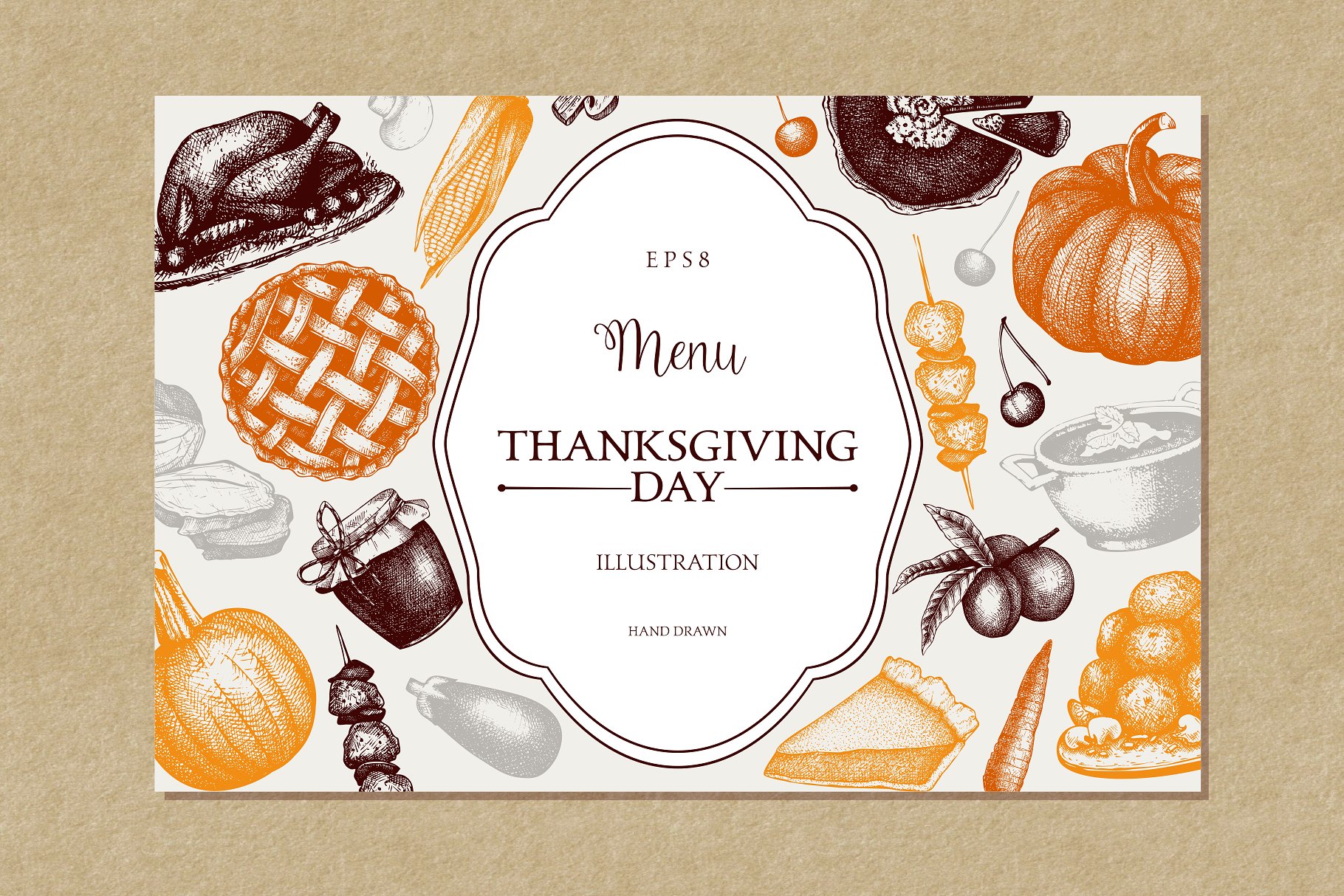 感恩节矢量元素设计套装 Vector Thanksgiving Day Design Set插图2