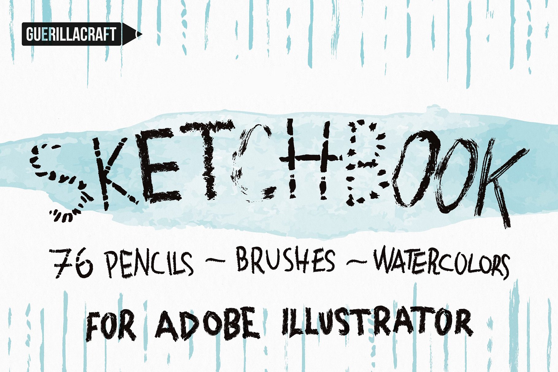 76款铅笔素描笔画AI笔刷 Sketchbook Brushes for Illustrator插图