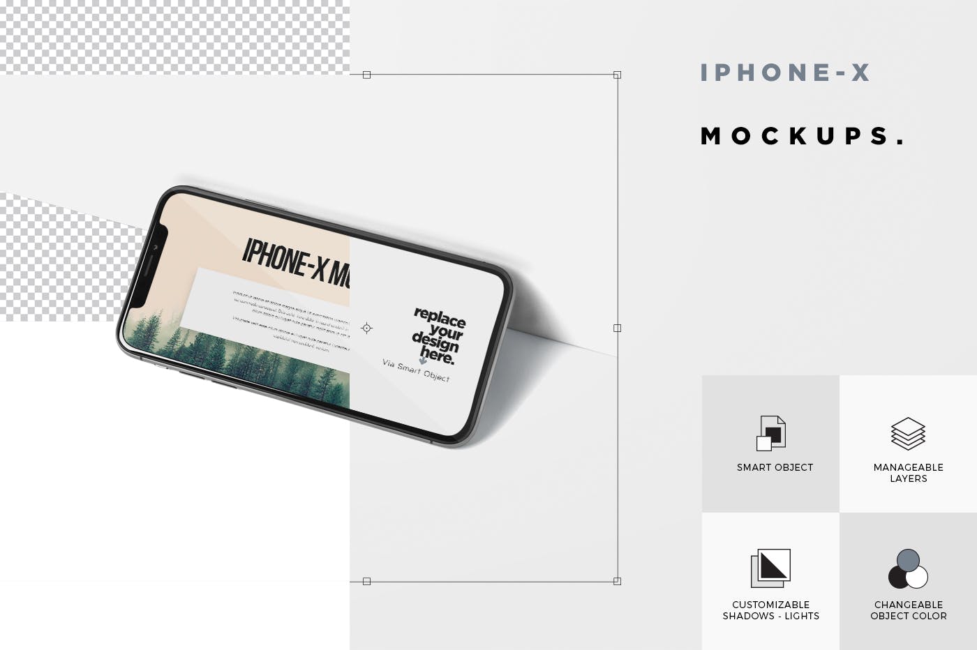 iPhone X智能手机多角度屏幕预览样机模板 iPhone X Mockup插图7