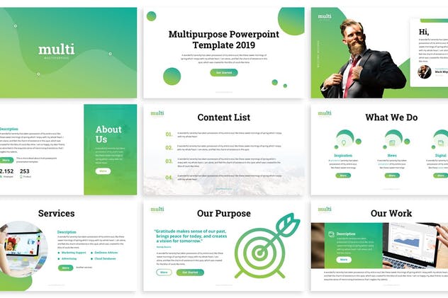 现代渐变颜色主题风格多用途PPT演示模板 Multi – Multipurpose Powerpoint Template插图(1)