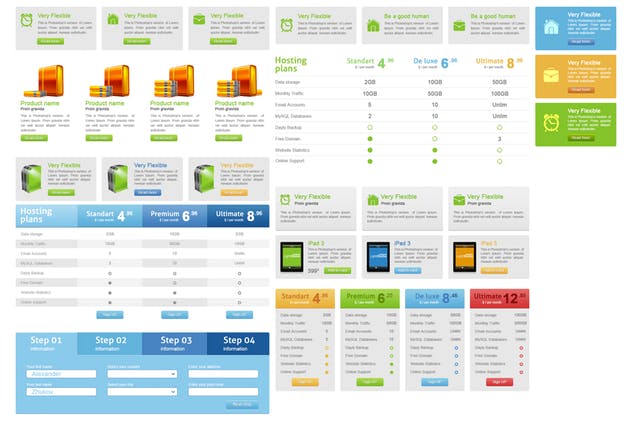 网站信息图表数据呈现UI设计模板 WEB GUI KIT插图(3)