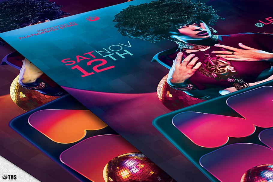 迪斯科音乐舞会派对传单模板 Afro Disco Flyer PSD插图(5)