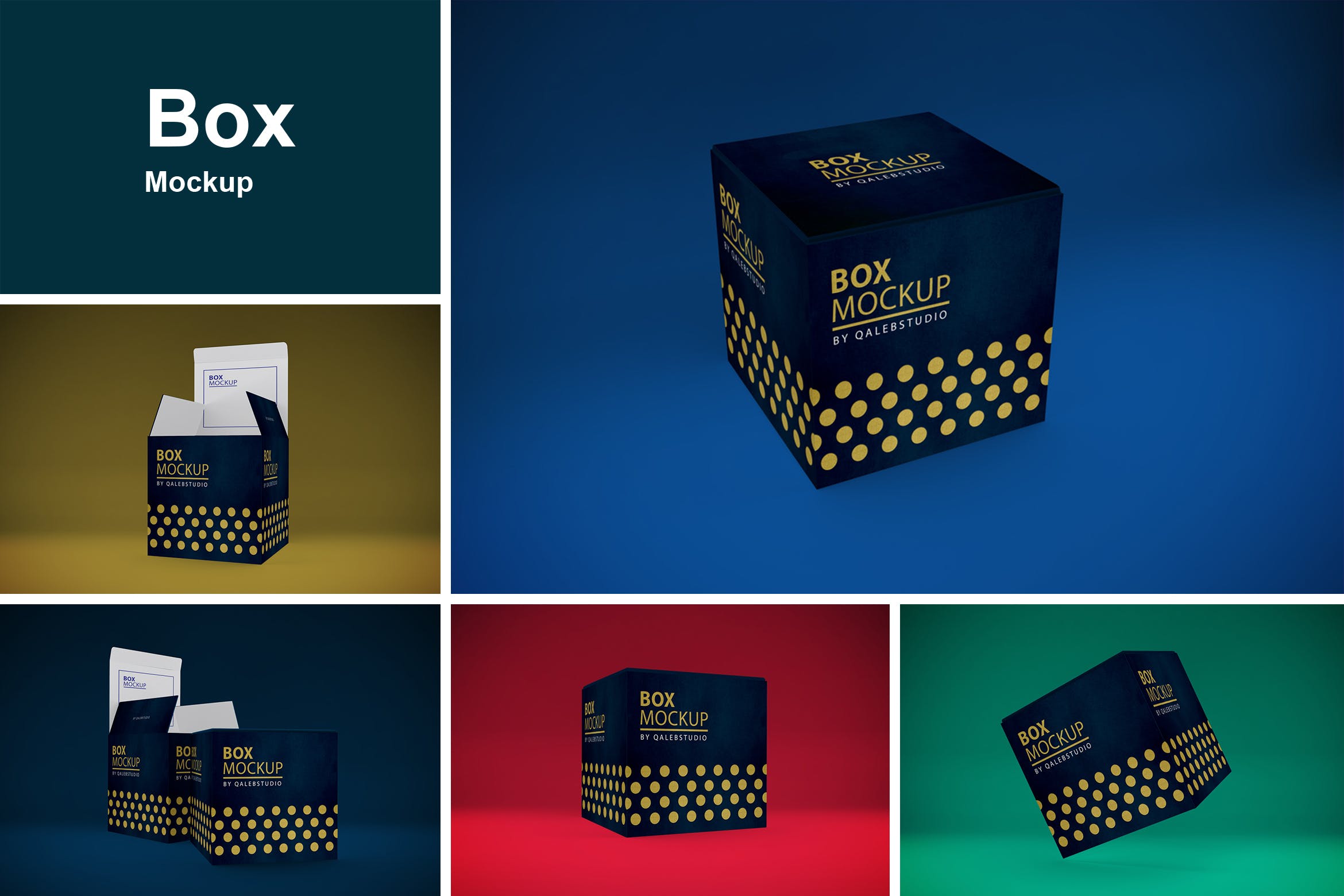 产品包装箱子外观设计多角度预览样机 Box MockUp插图