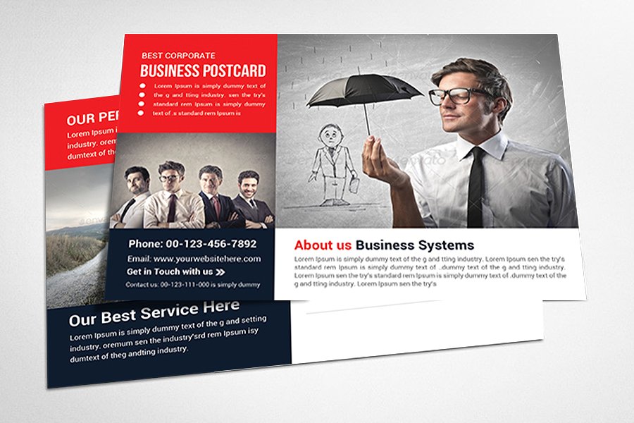 公司业务明信片模板 Corporate Business Postcard Template插图