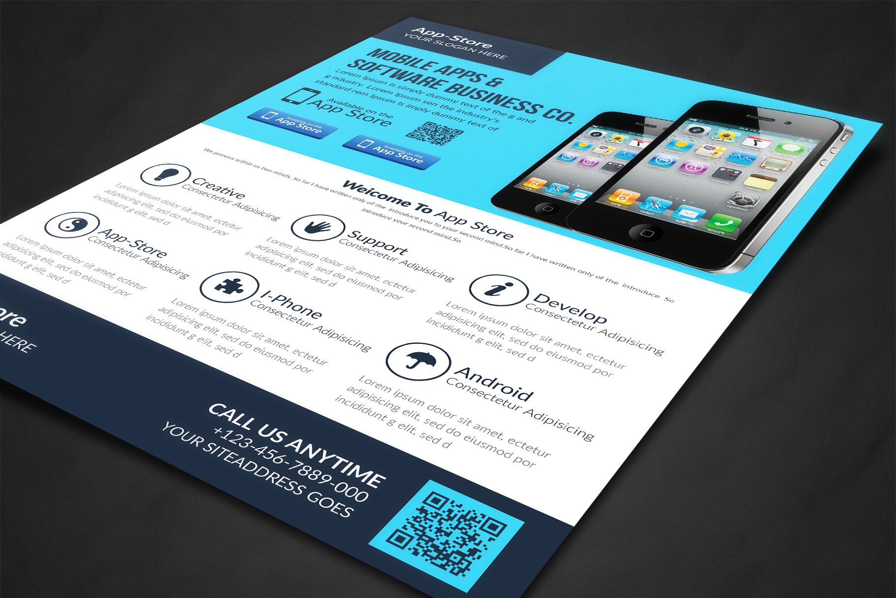 手机应用宣传推广广告海报模板 Mobile App Flyer插图(1)