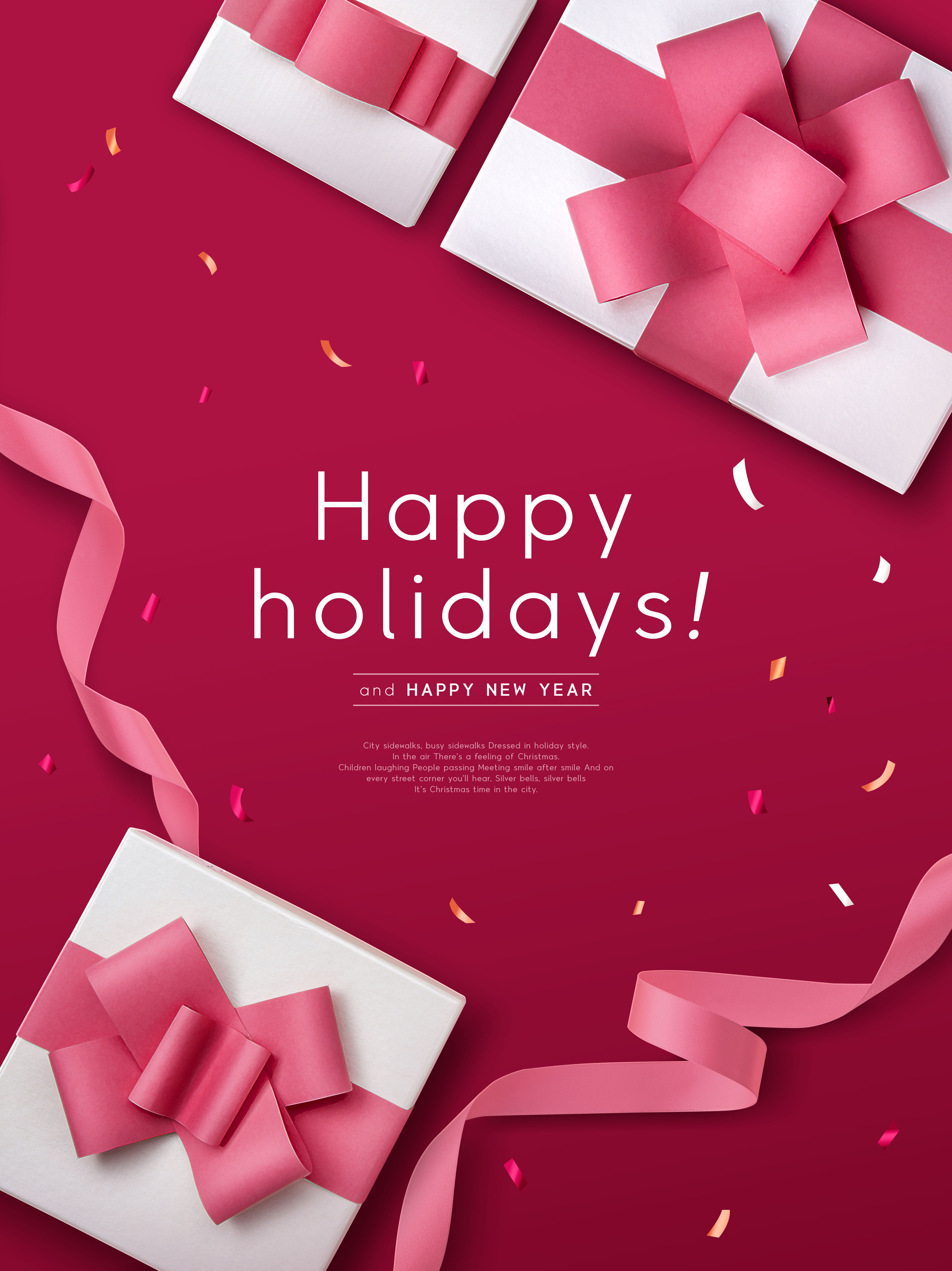 圣诞节日/新年快乐礼品促销活动宣传海报模板插图