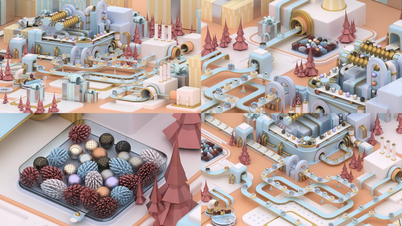 3D建模圣诞节主题概念工厂场景PNG素材 Christmas Factory插图(3)