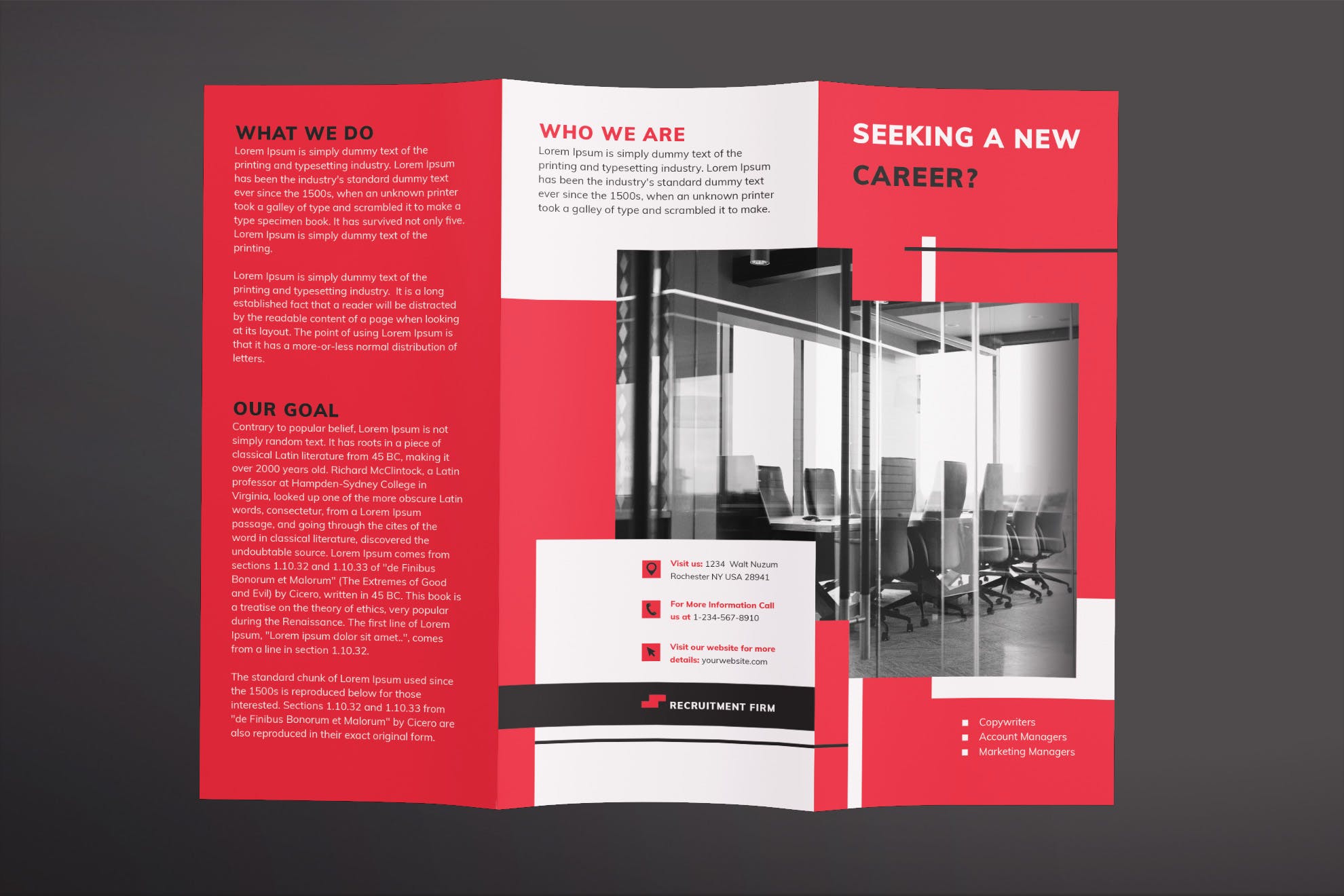 人力资源公司三折页宣传单设计模板 Recruitment Firm Brochure Trifold插图1