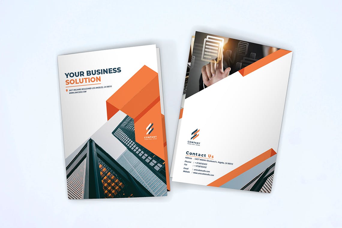 金融/贸易企业对折页宣传册设计模板 Bifold Brochure插图(6)