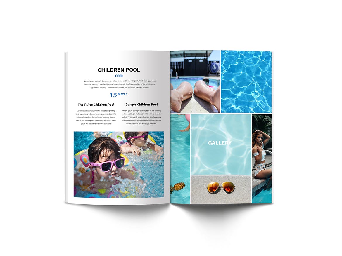 A4尺寸游泳培训班课程招生宣传画册设计模板 Swimming A4 Brochure Template插图(13)