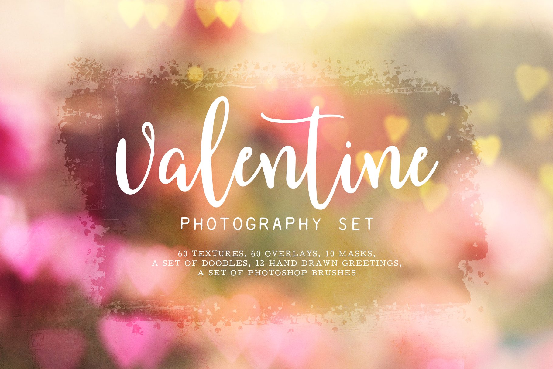 情人节主题适用的背景叠层 Valentine Textures/Overlays Set插图