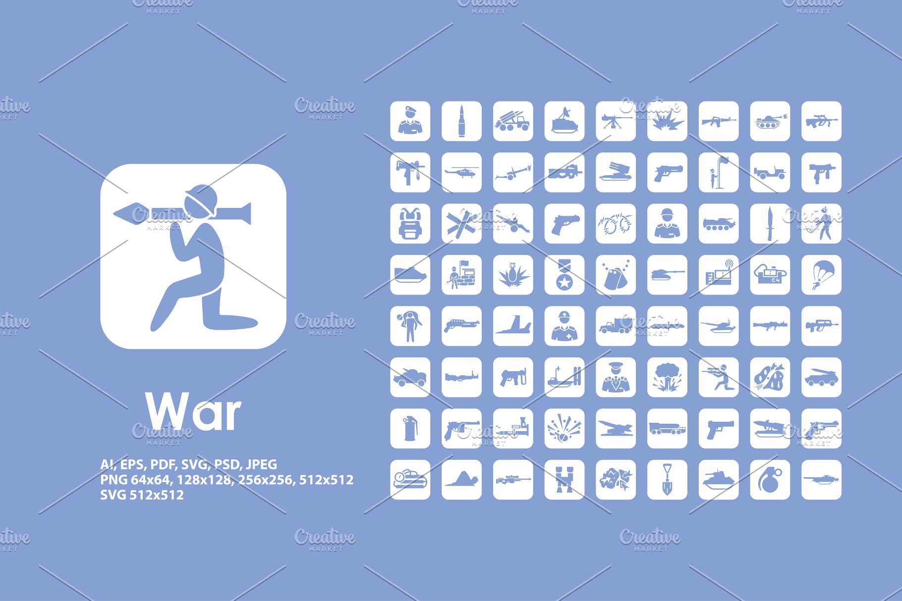 一组简单的战争游戏图标 War icons插图1