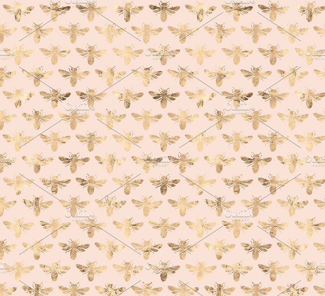 勤劳的蜜蜂&玫瑰金图案纹理 Busy Bee Rose Gold Digital Patterns插图4