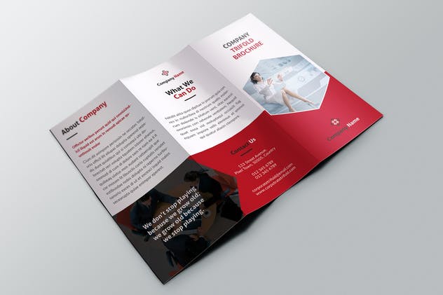 三折页红色商业宣传册模板 Trifold red Brochure插图(2)