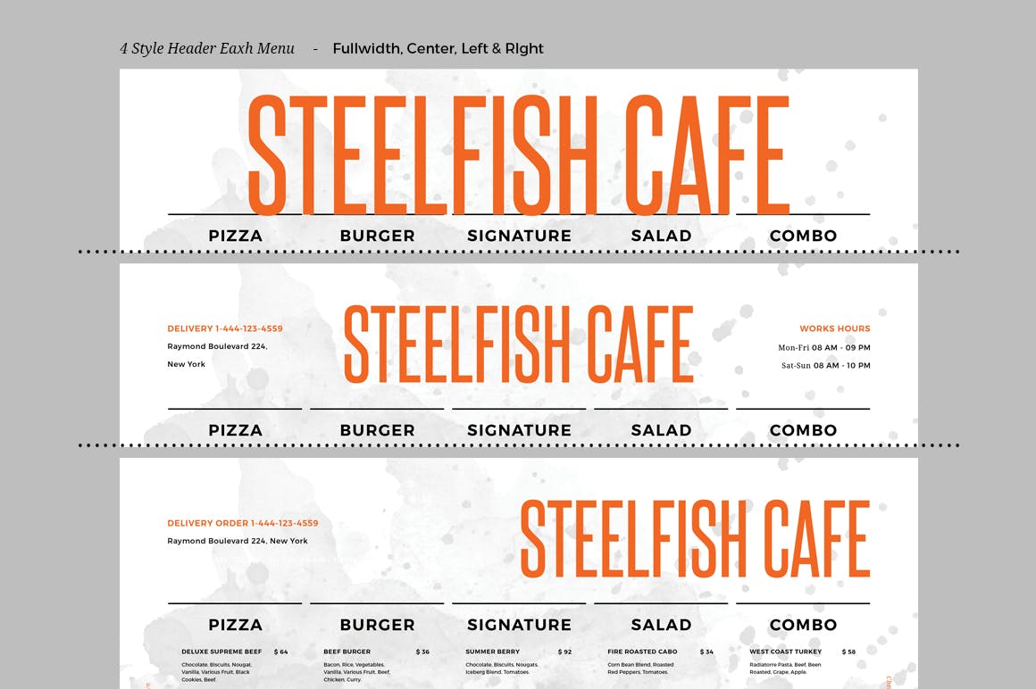时尚高端简约多用途的餐厅饭店餐单菜谱设计海报宣传单DM折页设计模板插图(5)