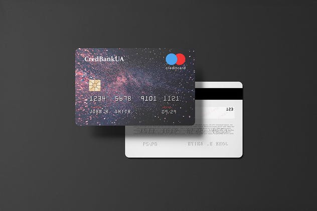 压花信用卡样机模板 85×55 Landscape Credit Card Mockup插图(4)