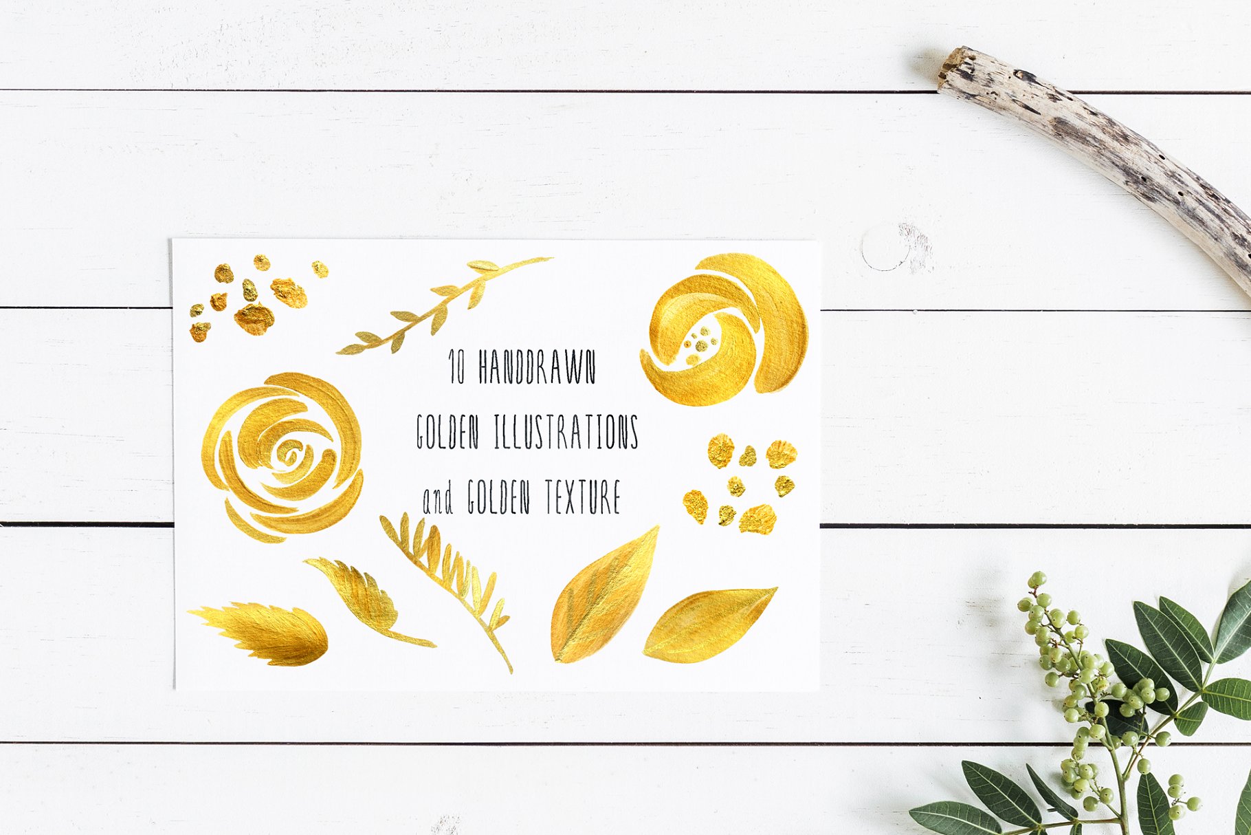 修长手写英文艺术无衬线字体 SERENA gold. Font & golden flowers.插图(5)