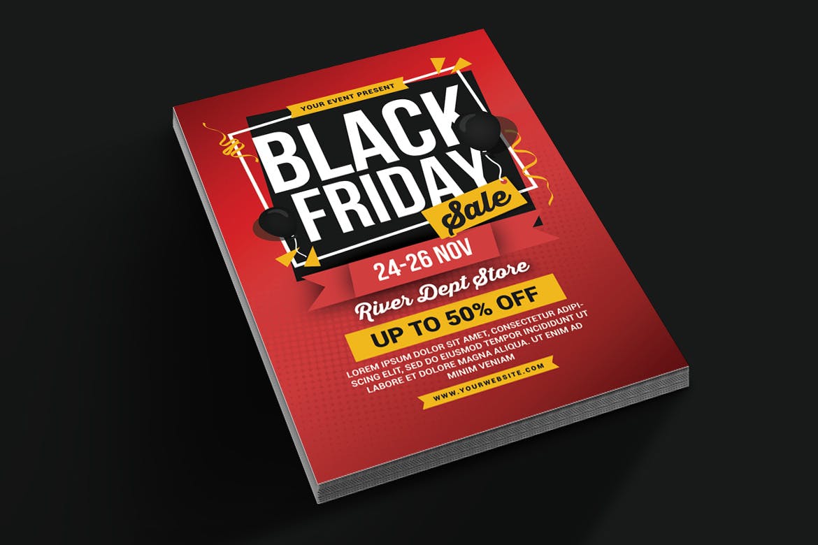 黒五疯狂购物周海报传单设计模板 Black Friday Sale插图(1)