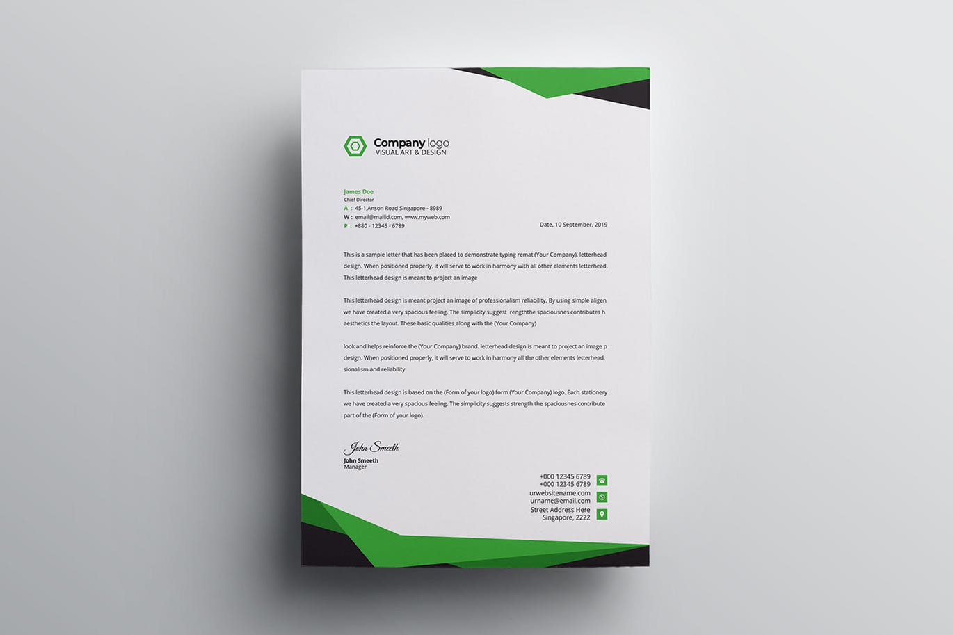 信息科技企业信封设计模板v4 Letterhead插图1