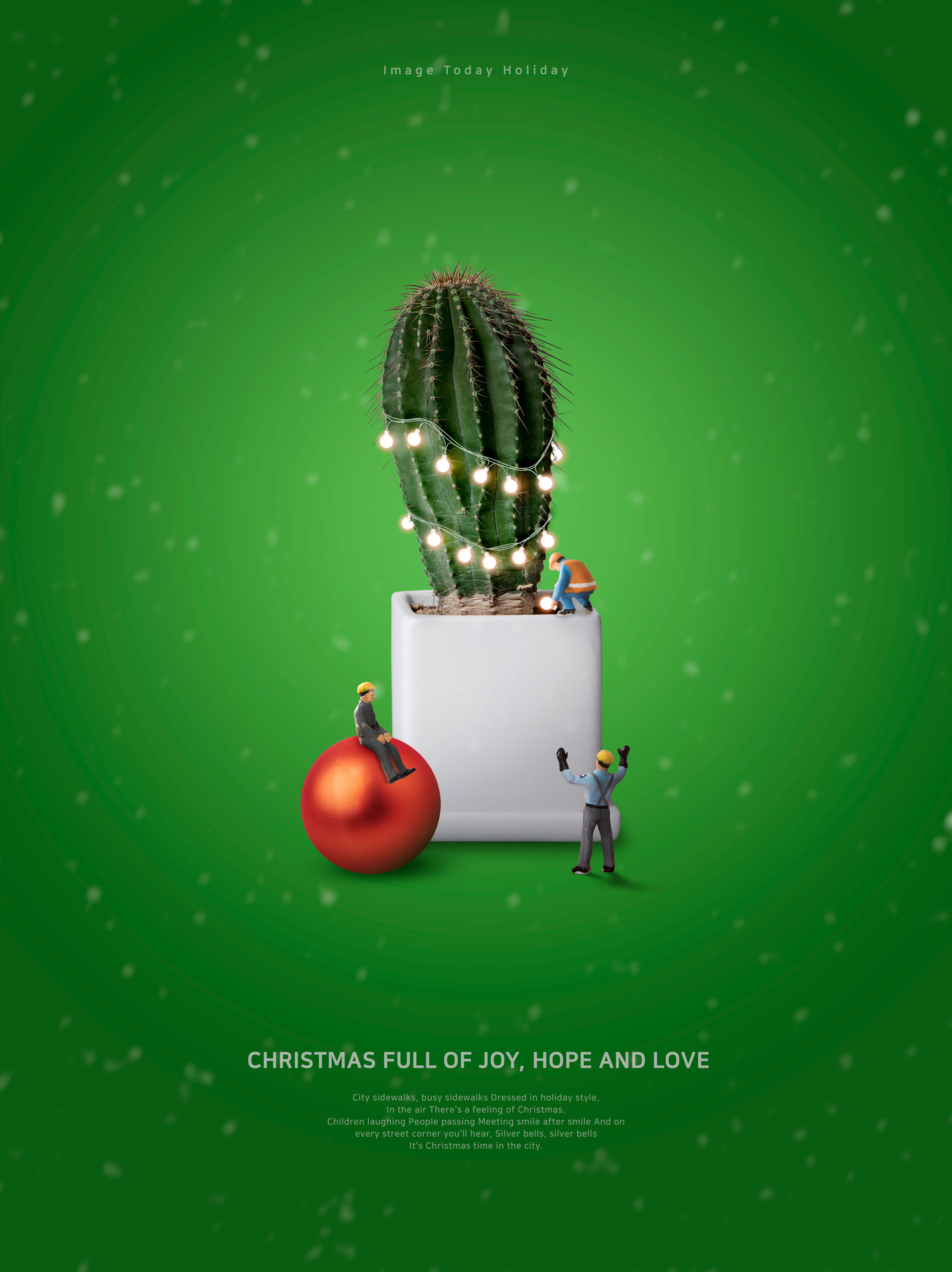 多肉仙人掌创意圣诞节主题海报模板psd素材插图