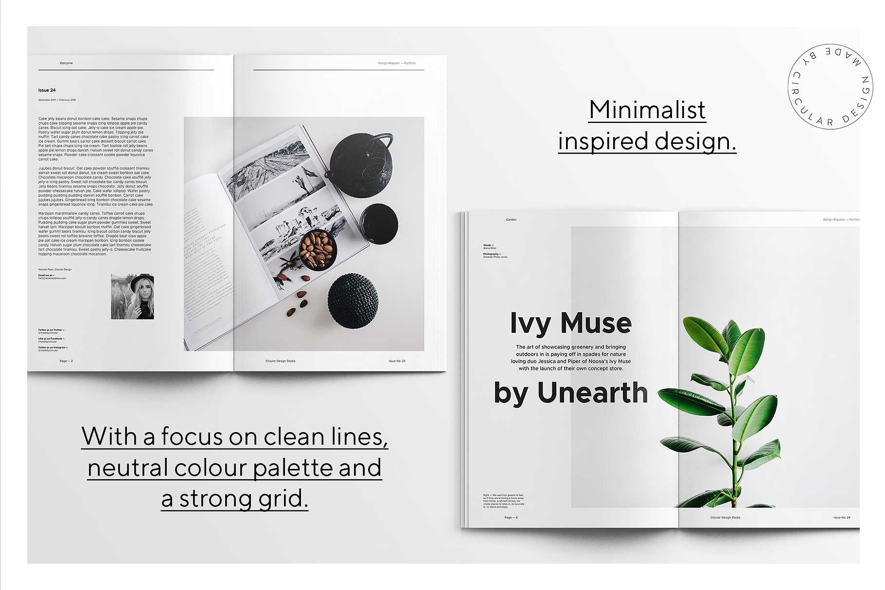 第一素材下午茶：时尚简约风格的画册手册宣传册楼书InDesign设计模板插图(2)