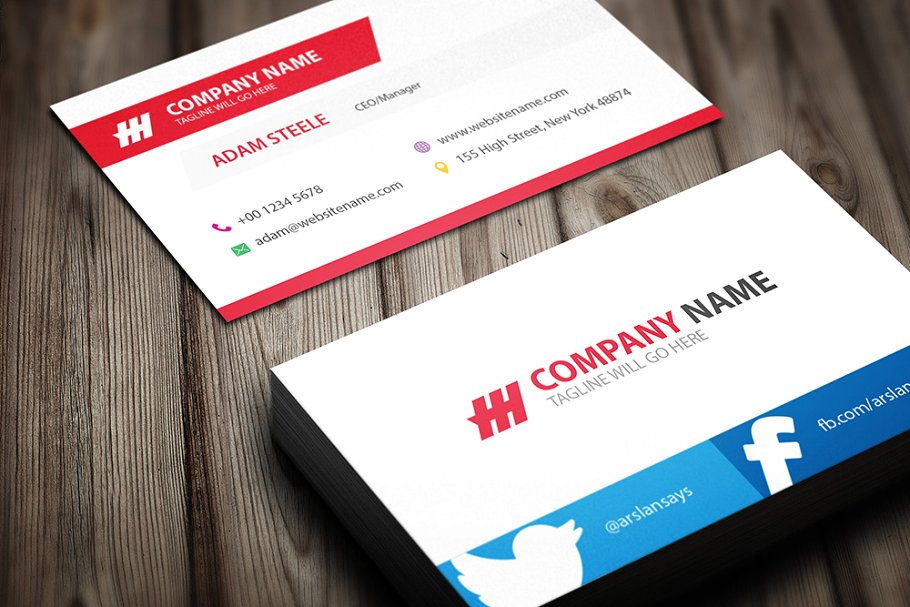 简单而富有创意公司名片模板 Creative Business Card Template插图(1)
