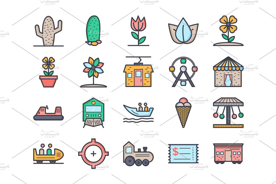 125多个大自然资源图标集  125+ Flat Nature Icons Set插图(5)