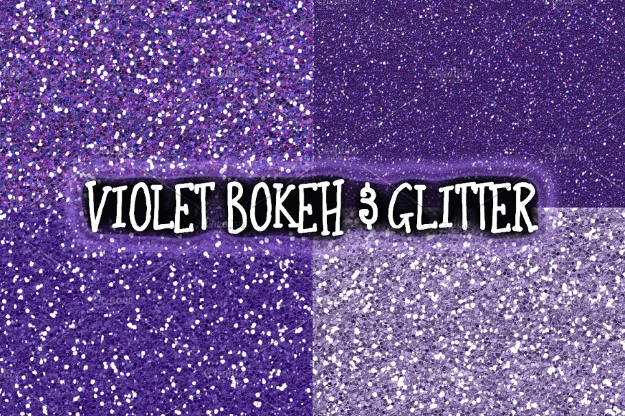 闪闪发光的紫罗兰色调散景纹理 Violet Bokeh & Glitter Backgrounds插图(1)