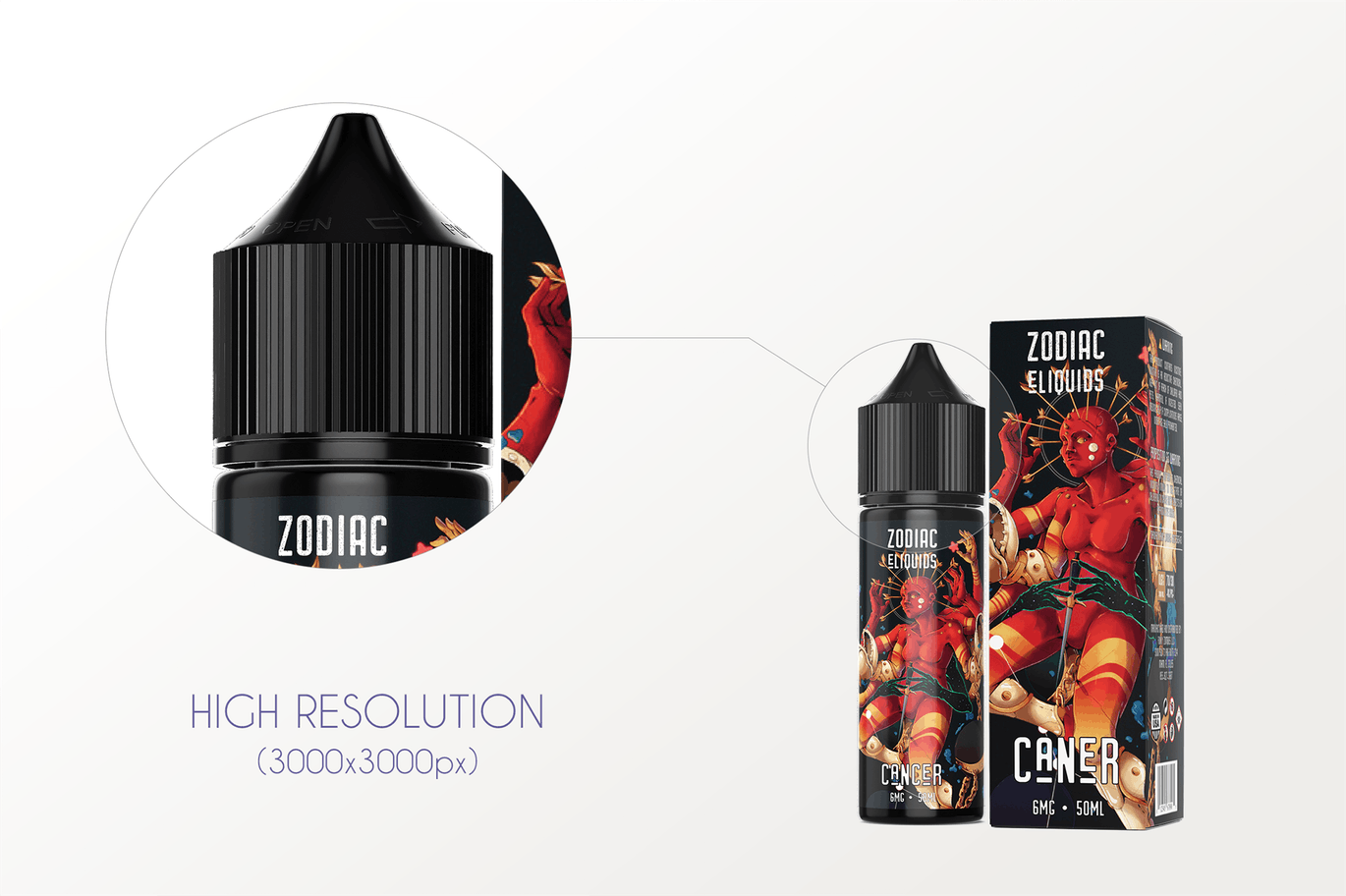 电子烟油瓶&包装盒外观设计样机模板[50ml规格] eLiquid Bottle Mockup v. 50ml-C插图(4)