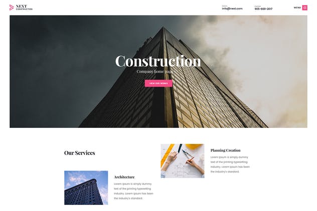 建筑设计服务企业网站PSD网站模板 Construction Building Agency PSD Website Template插图