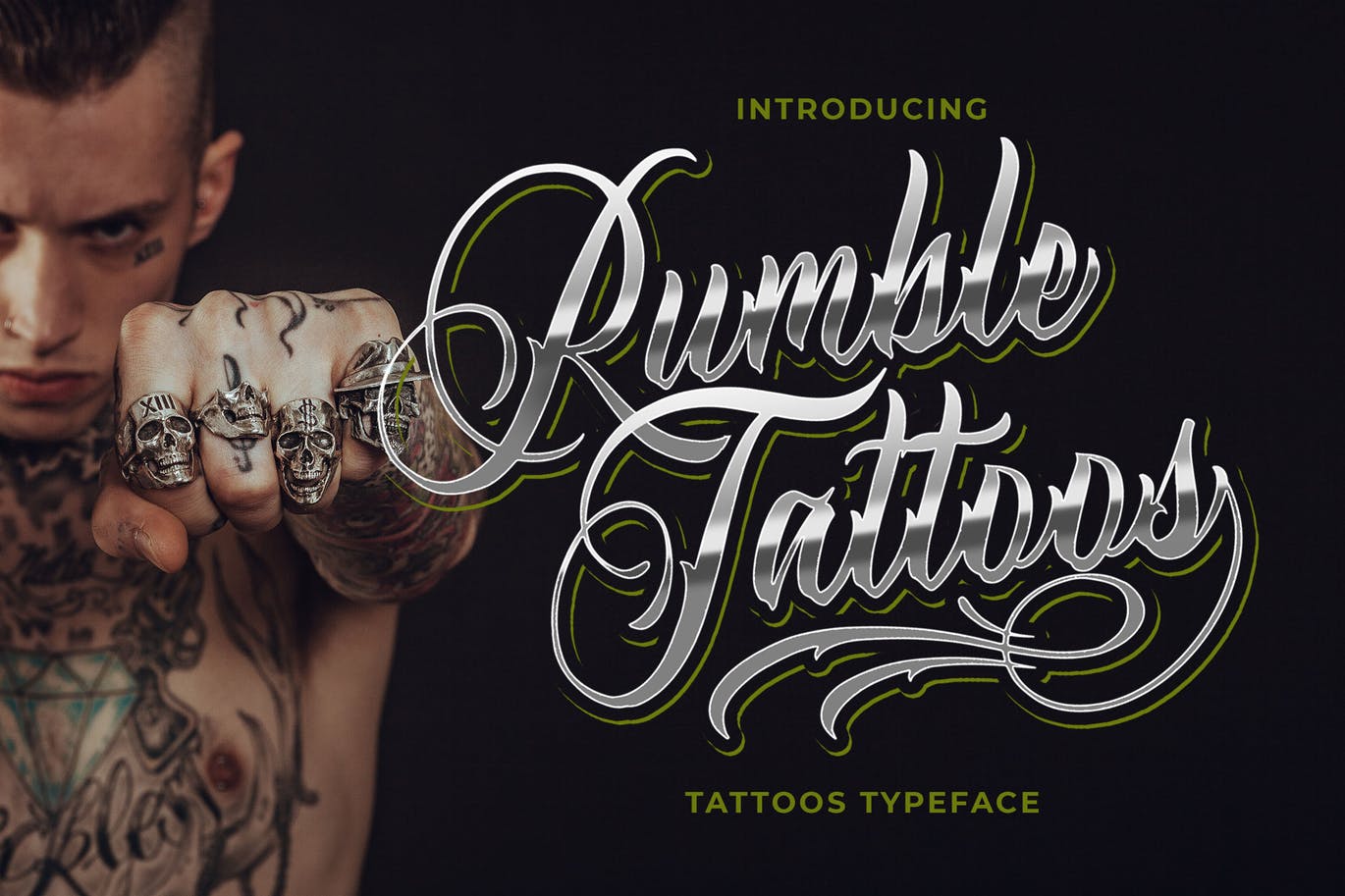 纹身徽章英文手写字体 Rumble Tattoos – Tattoos Typeface插图