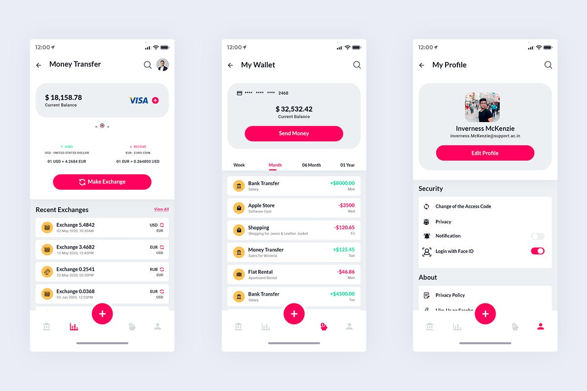 电子钱包移动支付APP应用UI界面设计XD模板[日间模式版本] Finance Wallet MobileApp Ui Kit Light Version (XD)插图(2)