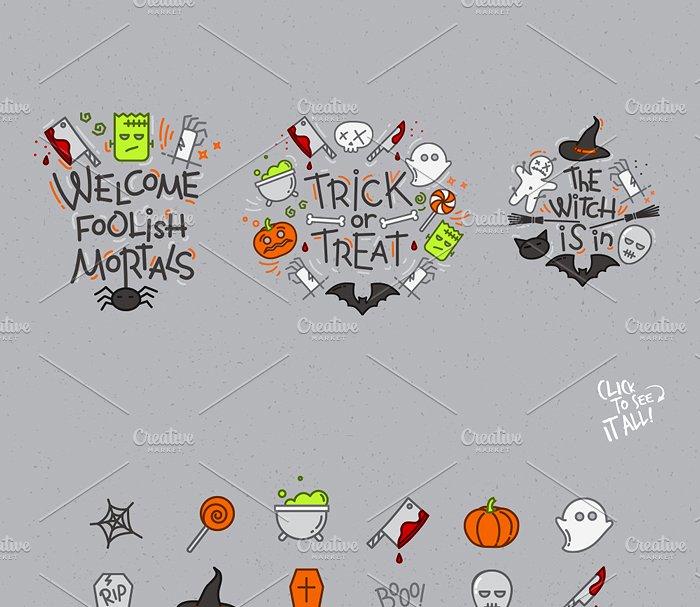 万圣节扁平风格图标 Halloween flat icons插图(4)