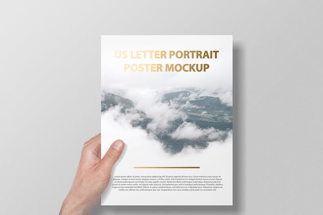 美国信纸规格海报传单/信头样机 US Letter Portait Flyer / Letterhead Mockup插图9
