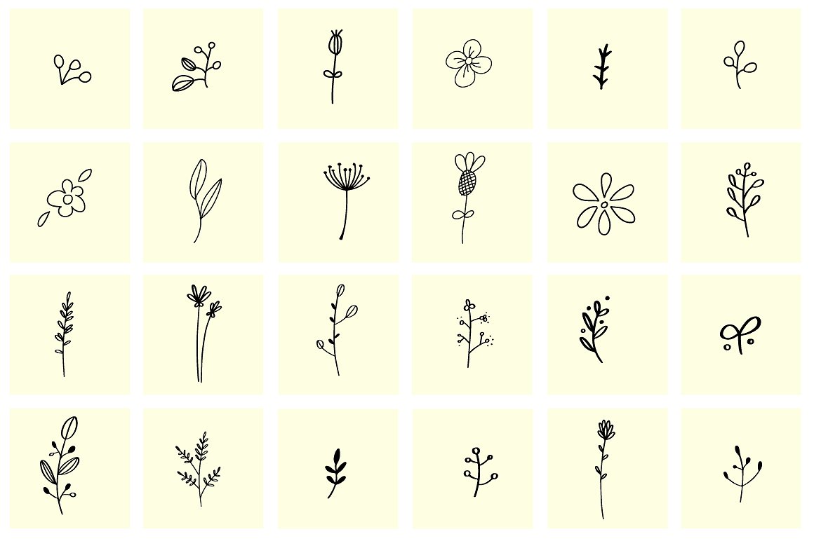 100+精致美丽的手绘花卉元素插图(6)