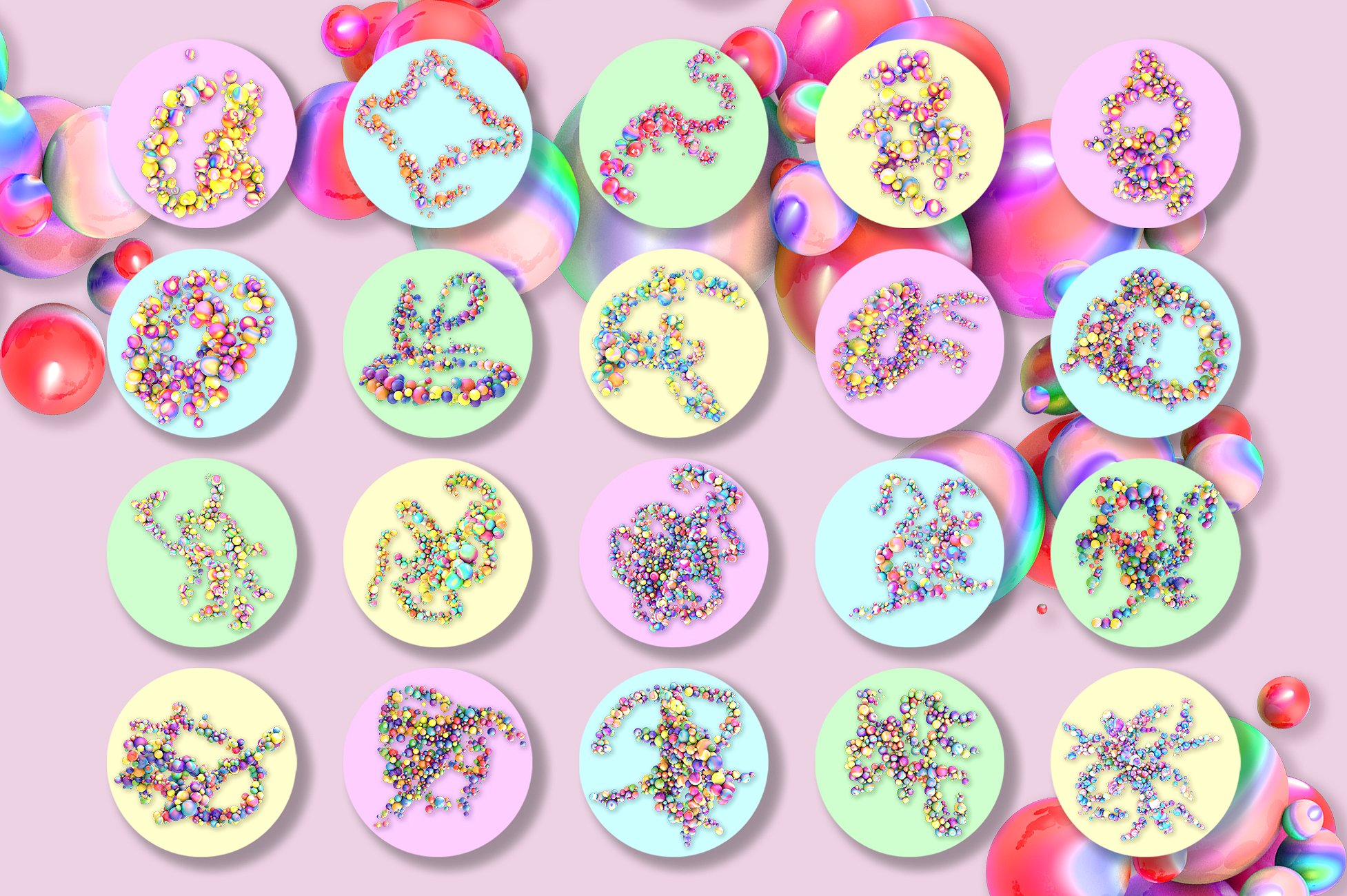 80款彩色球体叠层背景 Spheres插图(3)
