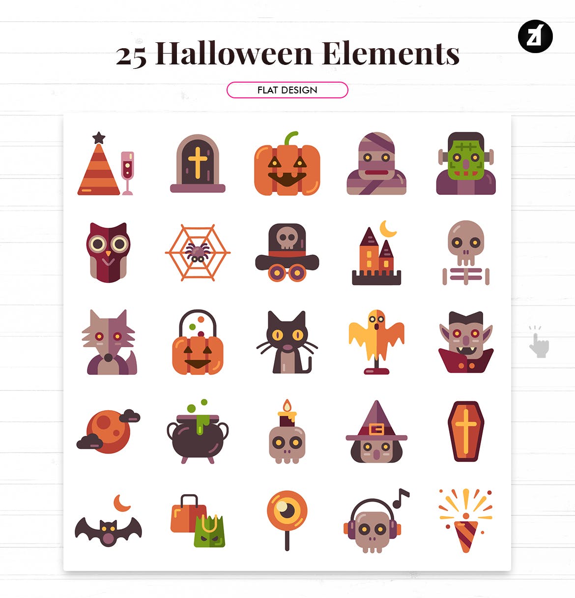 25枚万圣节元素矢量图标素材 25 Halloween elements插图(1)