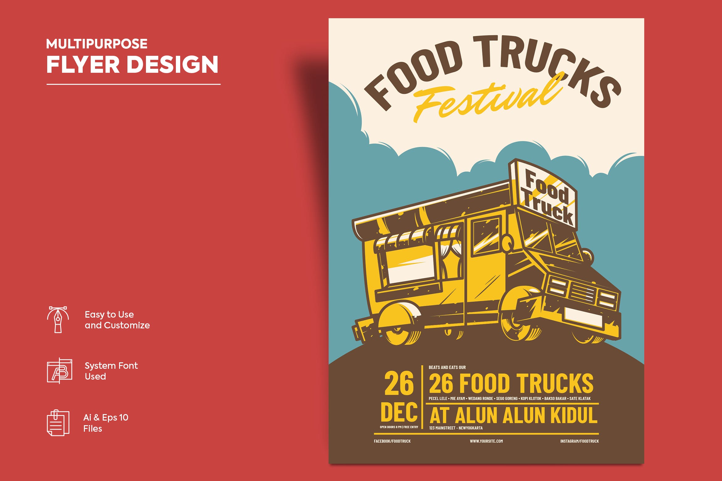 美式复古餐车美食广告海报设计模板v12 Flyer Design Vol.12插图