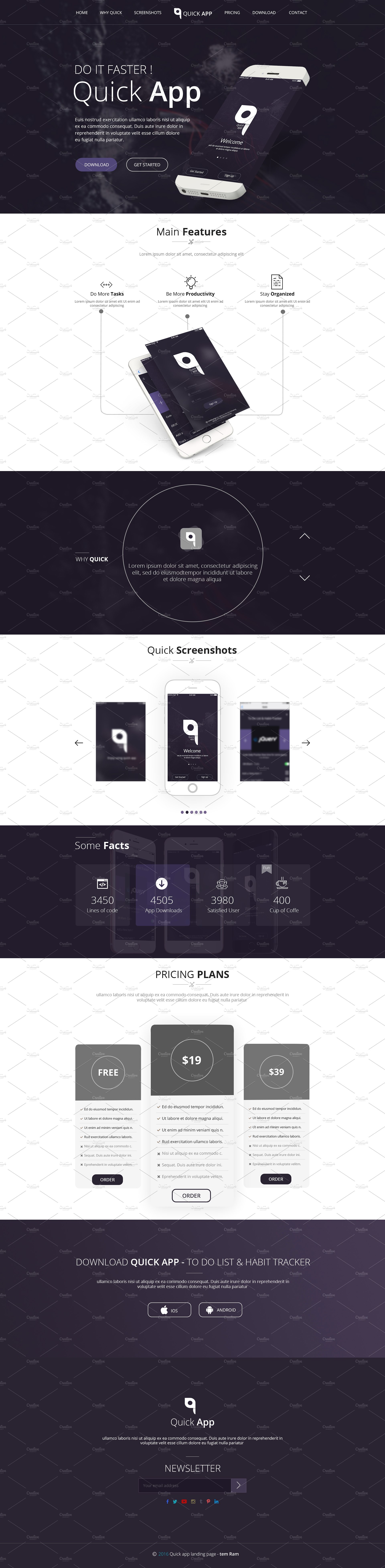 着陆页设计模版 QuickApp – Landing Page PSD Template插图(6)