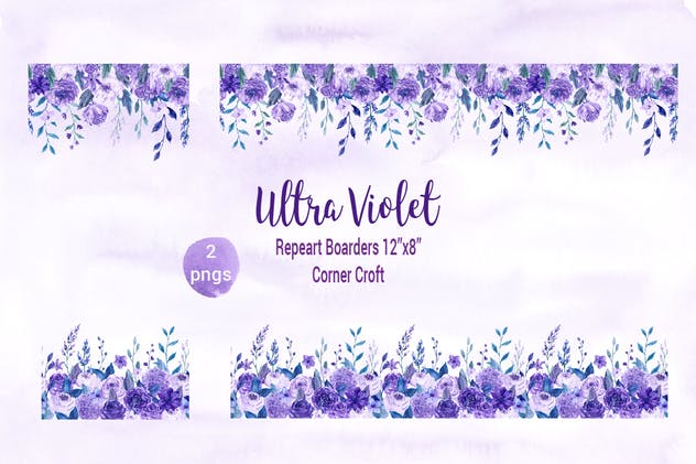 紫罗兰水彩纹理/图案合集 Watercolor Ultra Violet Collection插图3