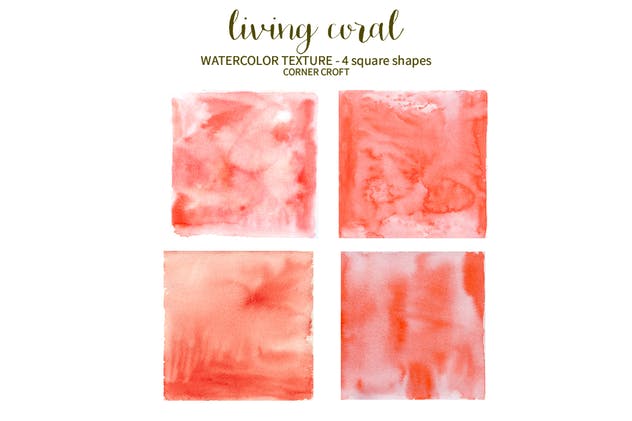 2019年流行色珊瑚红水彩纹理合集 Watercolor Texture Living Coral插图(4)
