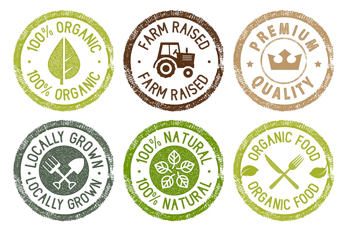 有机食品贴纸标志设计模板素材 Organic Food Stickers Collection插图